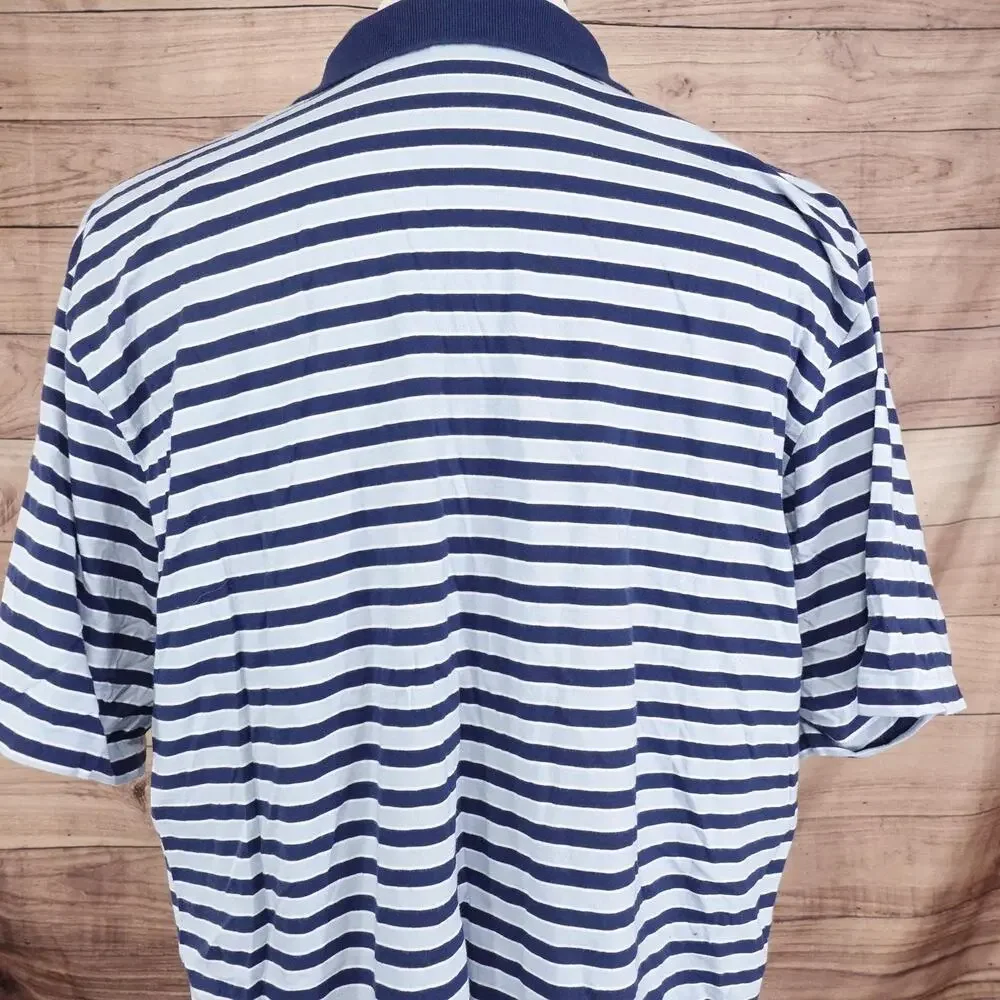 Polo Ralph Lauren‎ Polo Shirt Mens XL Blue White Striped Pocket SOFT TOUCH